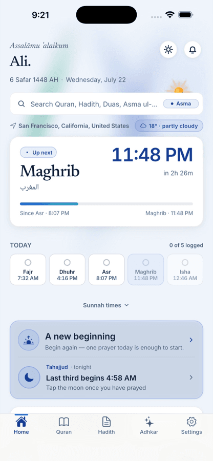 A screen from the Fitra iOS app